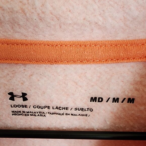 Under Armour Light Orange Cotton Poly Loose Hoodie Black Logo Women's Medium - Picture 4 of 6